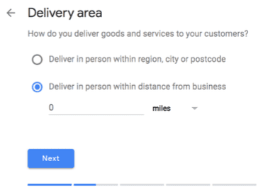 Delivery Area - Google My Business
