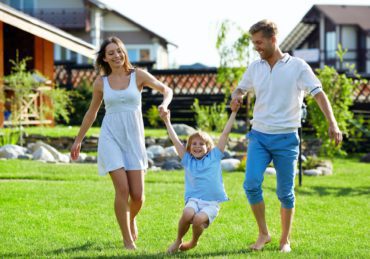 Family On a lawn in Rochester, Michigan