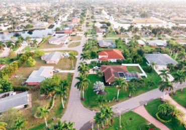 Aerial view of freshly mowed lawns in Riverview Florida