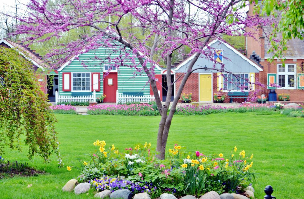 Bright colorful spring landscaping