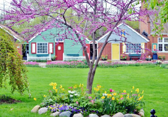 Bright colorful spring landscaping